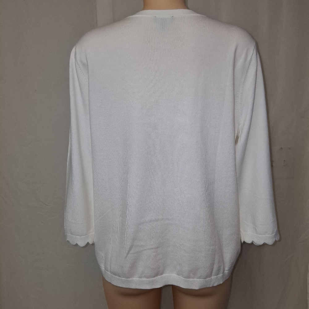 Talbots Plus Petite Women Size 2XP White Scalloped Button-Down Shirt - Picture 7 of 16